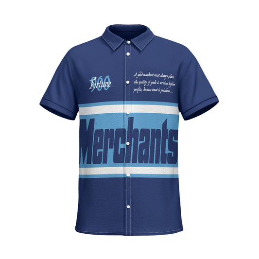 900 Merchants Short Sleeved Work Shirt Blue